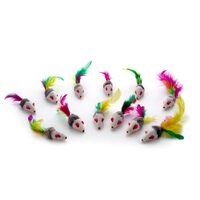 Jucarii pisici soricel cu blana de iepure 12/set