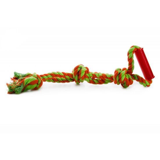 Jucarie Sfoara bumbac 3 Noduri+Maner 55 cm