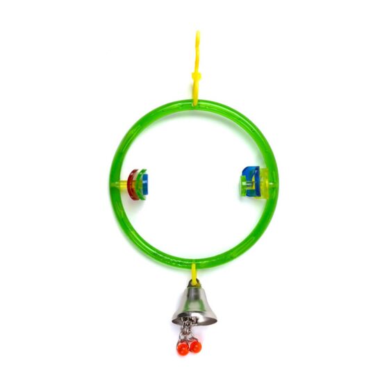 Jucarie pasari,papagal, Leagan plastic cu clopotel, 21x11cm