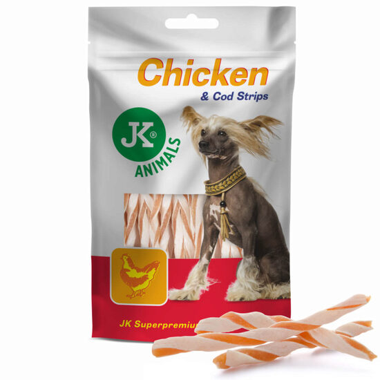 Snack Fasii rasucite din carne de pui si peste cod 80 gr