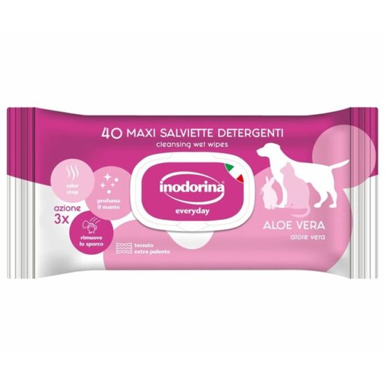 Servetele umede caini, pisici, Aloe Vera Inodorina 40buc