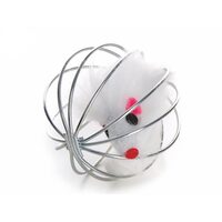 Jucarie pisica Soarece blanita in minge metalica, 6 cm
