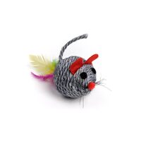Jucarie pt pisici, soarece minge sisal, pene 5 cm