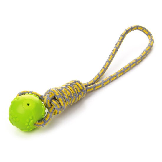 Jucarie TPR Minge squeaky cu sfoara VERDE 42 cm