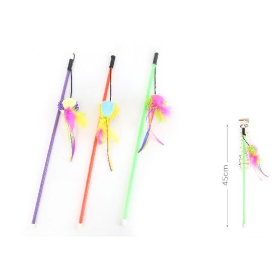 Jucarie pentru pisici minge plus, codita pene 45cm