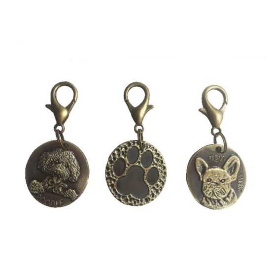 Medalion metalic caini, 3 cm, labuta, caine