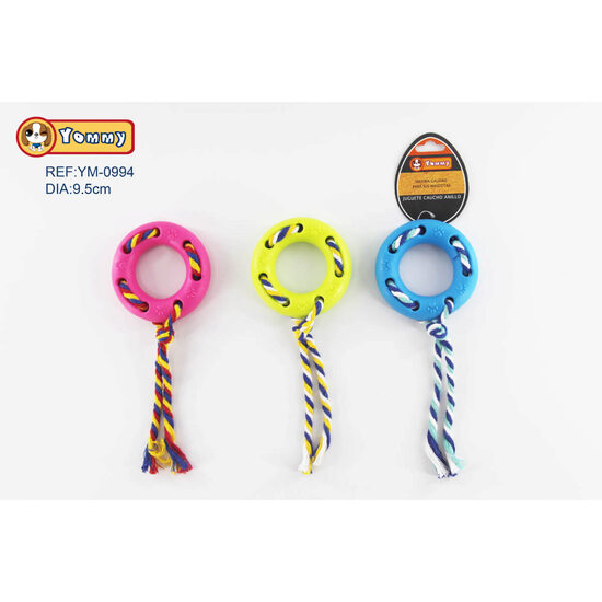 Jucarie cauciuc inel cu sfoara 9.5 cm