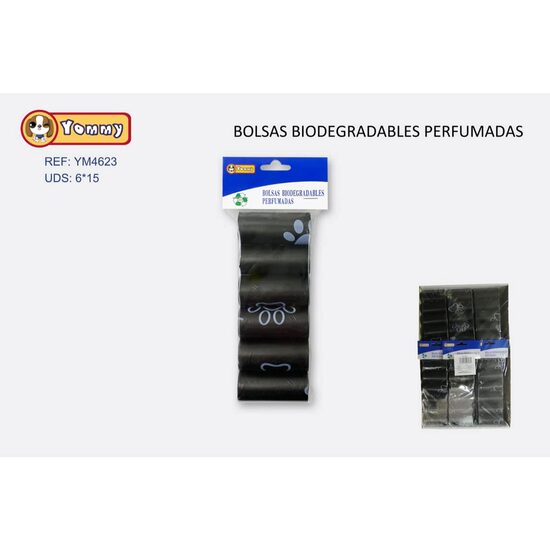 Saci biodegradabili parfumati negri 6x15 buc