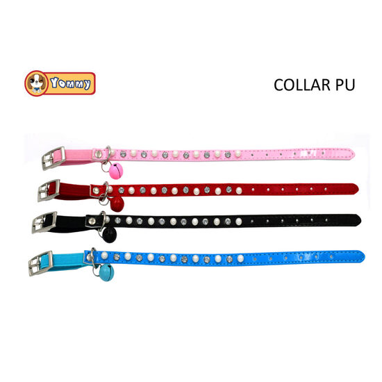 Zgarda pisica, piele ecologica perle diamante 1x30 cm