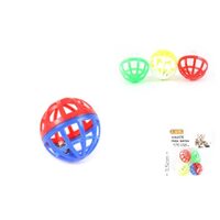 Jucarie pentru pisica, Minge plastic cu clopotel, 3.5cm, 4buc