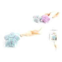 Jucarie pentru pisica, stea sfoara cu pene, 5.5cm