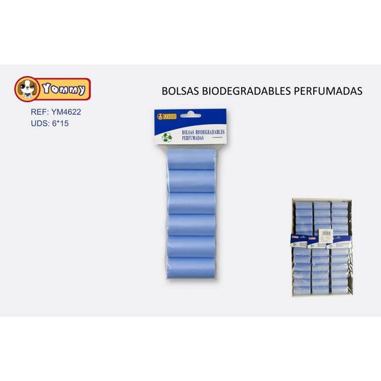 Saci biodegradabili parfumati albastri 6x15 buc