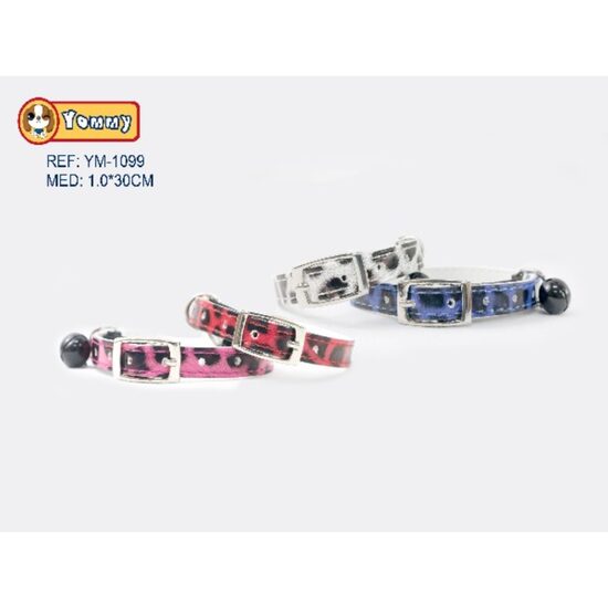 Zgarda pisica piele ecologica, 1x30 cm Leopard