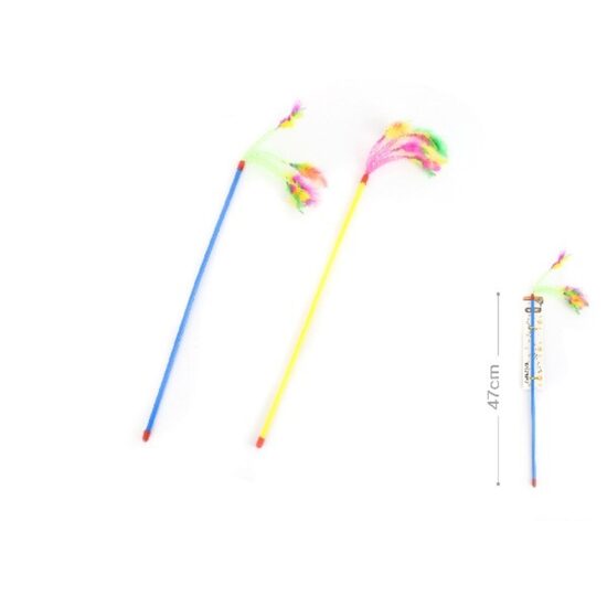 Jucarie pentru pisica, undita plasa cu pene, 47cm