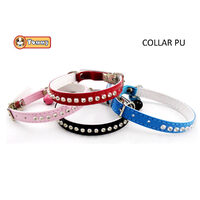 Zgarda pisica piele ecologica, diamante 1.2x30 cm