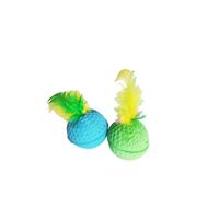 Jucarii pentru pisica, minge burete cu pene 4cm, 2buc