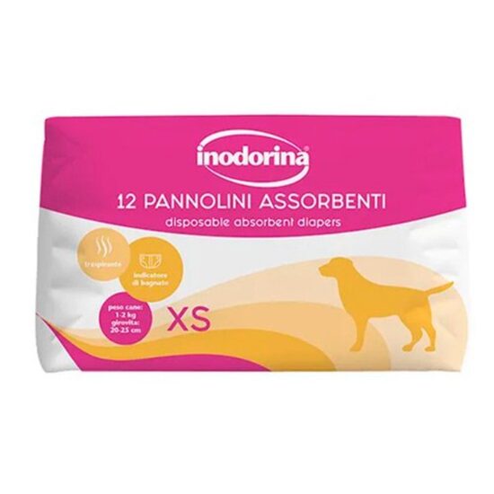 Scutece absorbante caini mici, Inodorina XS 12buc 1-2Kg