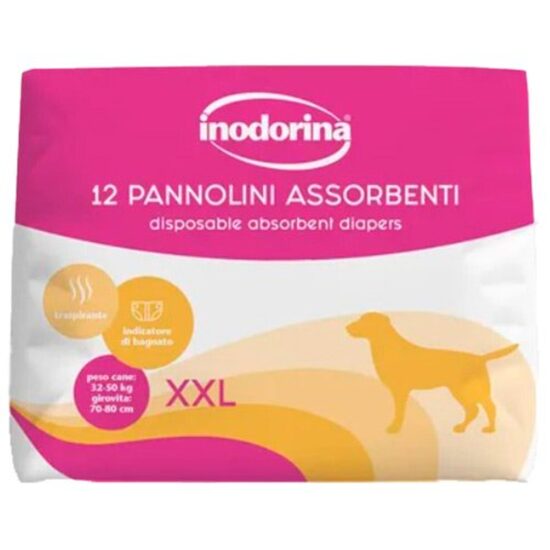 Scutece absorbante caini f mari,Inodorina XXL 12buc 32-50Kg