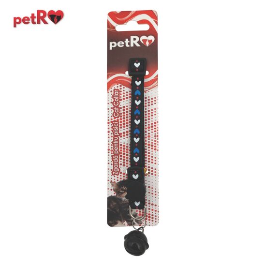 Zgarda pisici - inimioare - Negru,1x20-35 cm PETRO