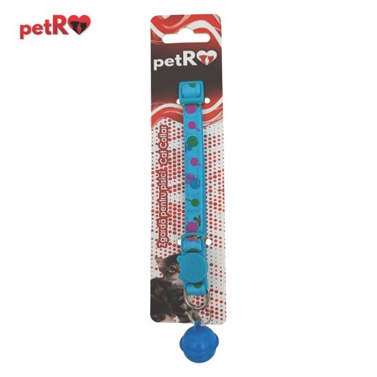 Zgarda pisici - flori - Albastra,1x20-35 cm PETRO