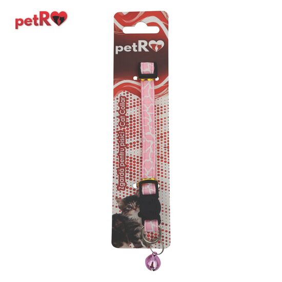 Zgarda pisici - zebra - Roz,1x20-35 cm PETRO
