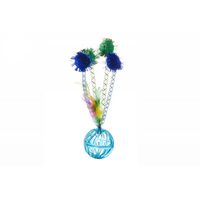 Jucarie pt. pisici minge plastic clopotel, pene si baloane