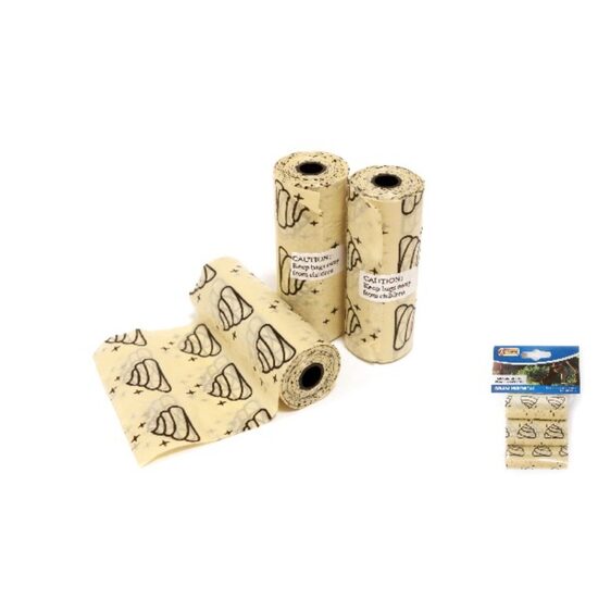 Saci igienici caini, bej cu model, 3x15buc