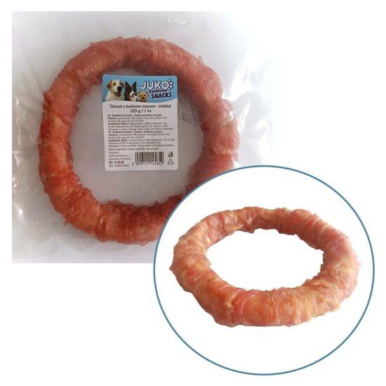Gogosi piele vita cu carne de pui pentru caini, 225gr