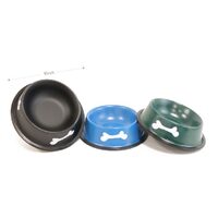 Castron metalic caini mici, model cu os, 15 cm