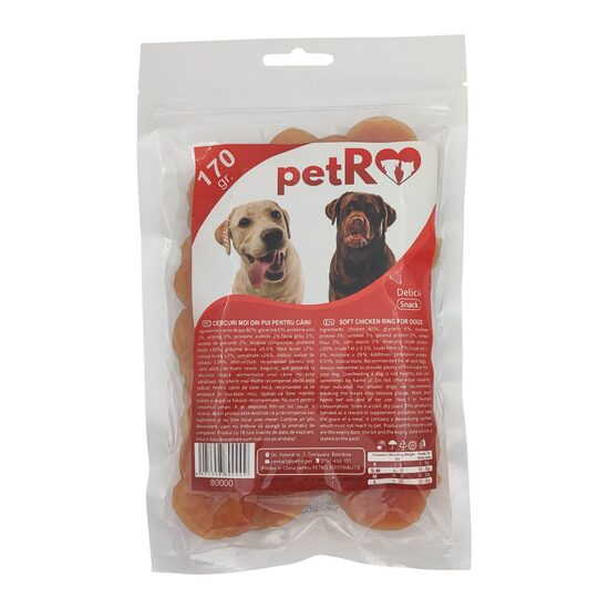Cercuri moi din pui pentru caini 170 g PETRO, 7+1GRATIS