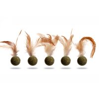 Set 12buc Jucari pisica minge catnip pene, 3cm