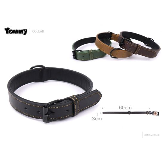 Zgarda din piele ecologica dubla 3.0 x60 cm