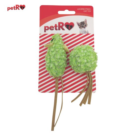 PROMO Jucarie pisica Soarece Minge verde 2buc/set PETRO 2+1GRATIS