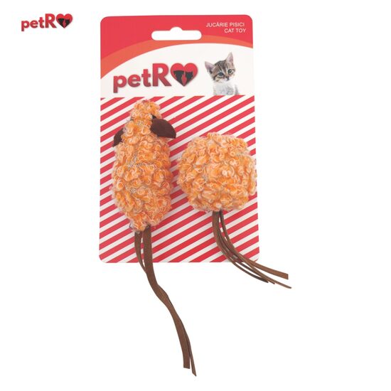 PROMO Jucarie pisica Soarece Minge portocaliu 2buc/set PETRO 2+1GRATIS