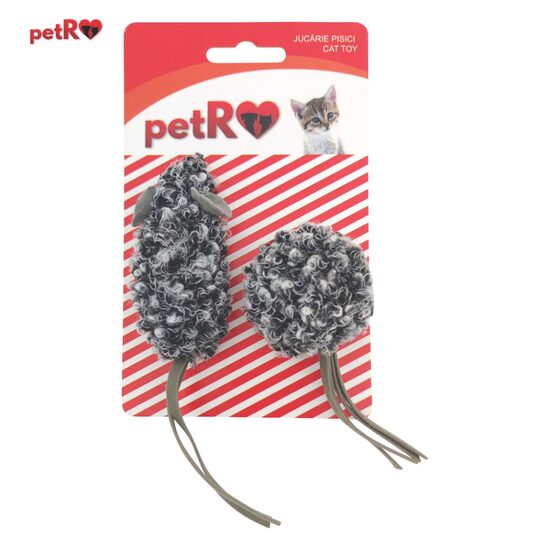 PROMO Jucarie pisica Soarece Minge gri 2buc/set PETRO 2+1GRATIS