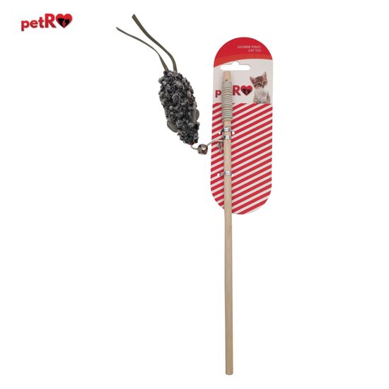 PROMO Jucarie pisica undita 30 cm Soarece gri PETRO 2+1GRATIS